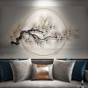 Golden Circular Branch Metal Wall Sculpture