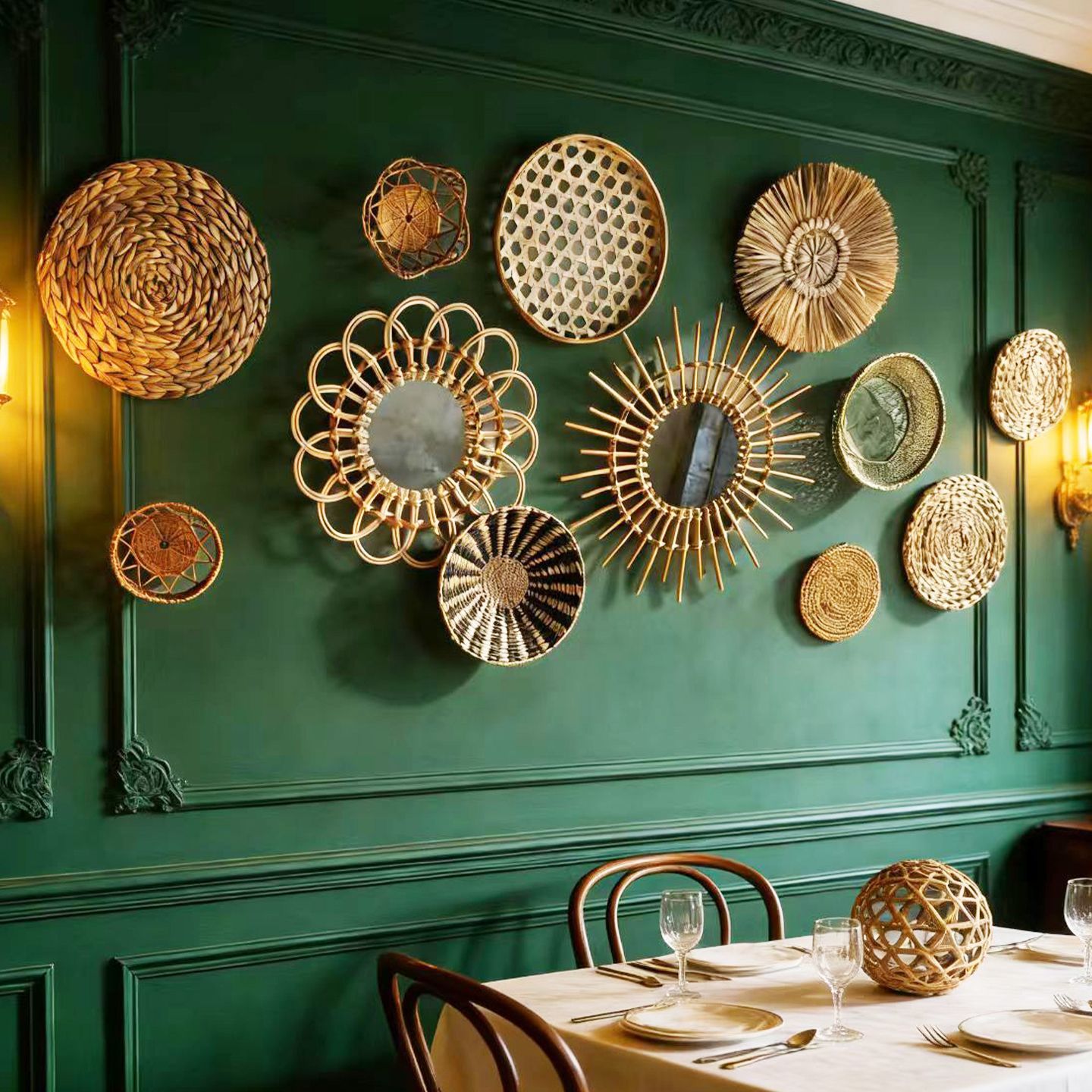Bohemian Woven Rattan Wall Basket Set