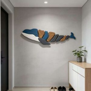 Geometric Wooden Whale Wall Art