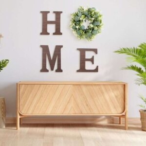 Wooden Home Typography with Wreath O