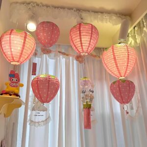 Festive Pink Paper Lantern Set